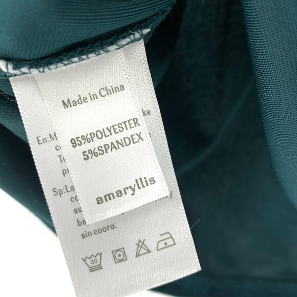 Amaryllis Women's Size M Lightweight Ruffle Short Sleeve Velvet Tee Teal Green - Picture 6 of 7